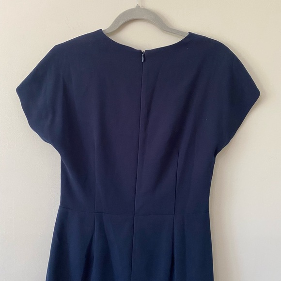 Brooks Brothers Faux Wrap Elegant Navy Blue Career Classy Dress - Picture 4 of 7